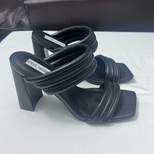 Steve Madden Tahani Black Open Toe Square Heels - Size 11
